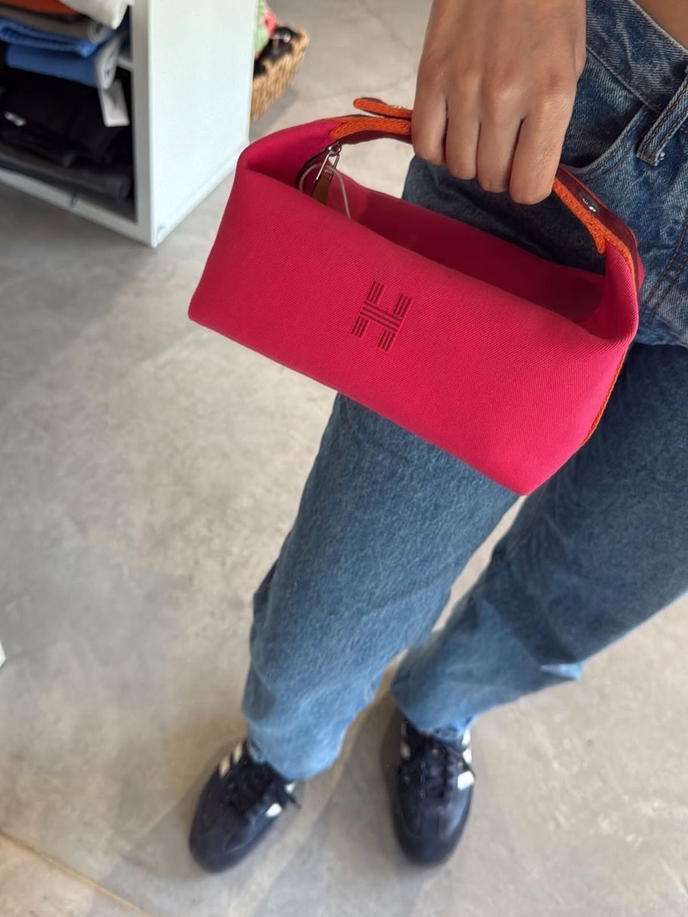Hermes Pink and Orange Canvas Bride a Brac Bag